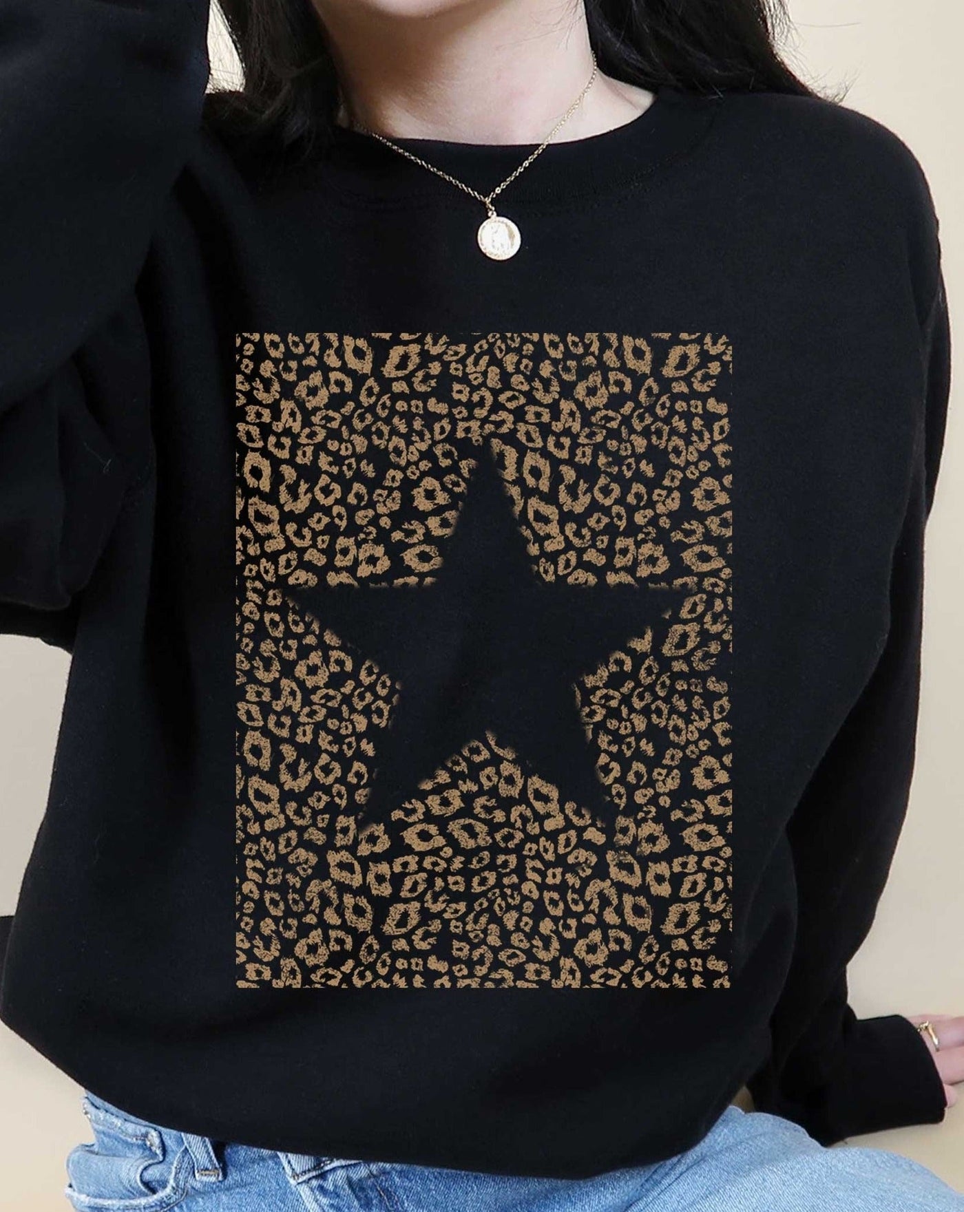 STAR LEOPARD CREWNECK